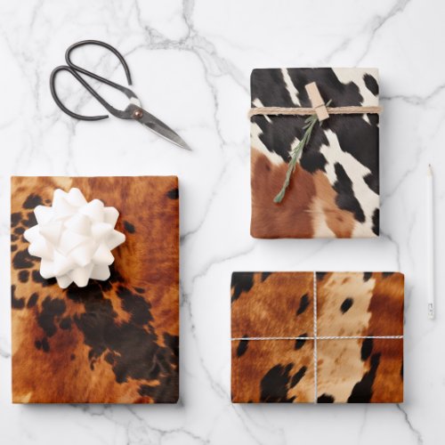 Western Brown Cowhide Wrapping Paper Sheets