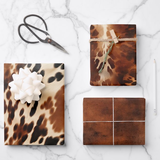 Western Brown Cowhide Wrapping Paper Sheets (Front)