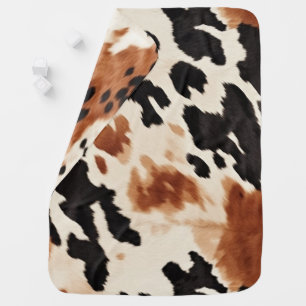 Western Brown Cream Animal Cowhide Baby Blanket