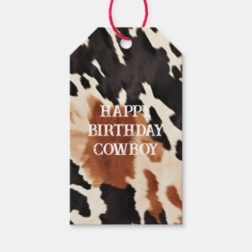 Western Brown Cream Animal Cowhide Gift Tags