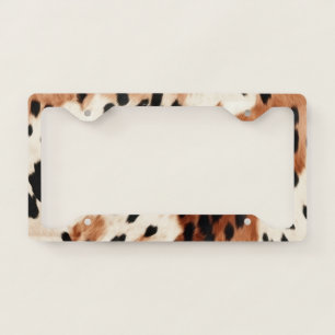 Western Brown Cream Animal Cowhide License Plate Frame
