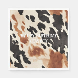 Western Brown Cream Animal Cowhide Napkins