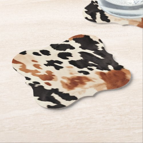 Western Brown Cream Animal Cowhide Paper Coaster