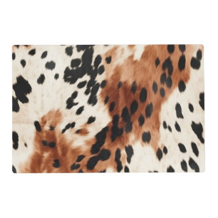 Western Brown Cream Animal Cowhide Placemat