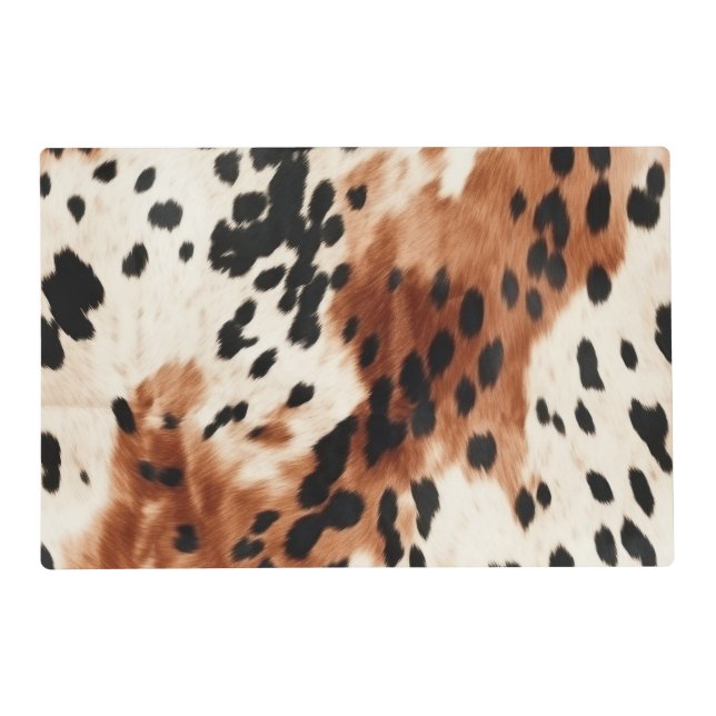 Western Brown Cream Animal Cowhide Placemat (Front)