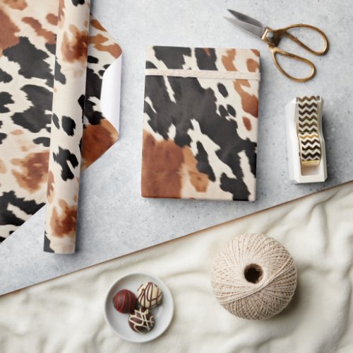 Western Brown Cream Animal Cowhide Wrapping Paper