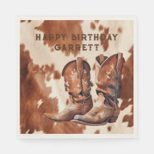 Western Brown Cream Cowboy Boots Napkins