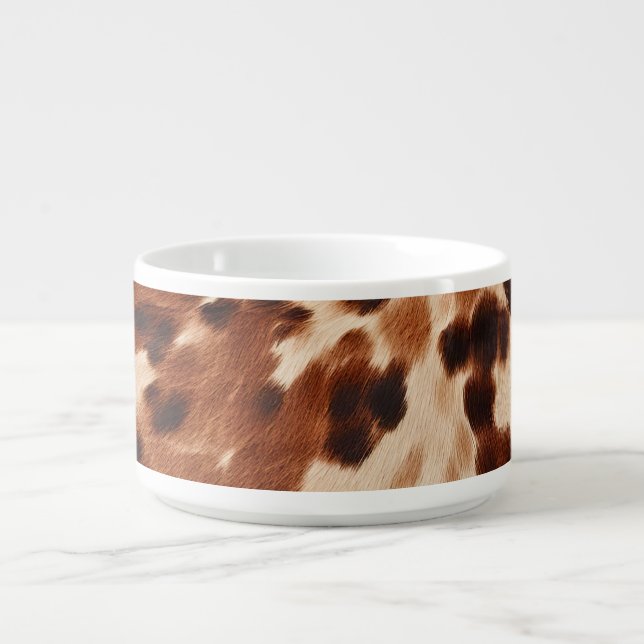Western Brown Cream Cowboy Cowhide Bowl (Center)