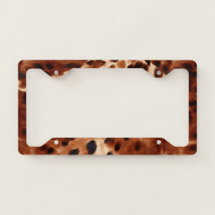 Western Brown Cream Cowboy Cowhide License Plate Frame