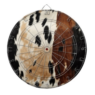 Western Brown Cream Cowhide Animal Dart Board