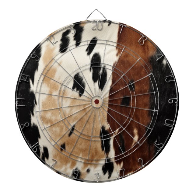 Western Brown Cream Cowhide Animal  Dart Board (Front)