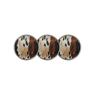 Western Brown Cream Cowhide Animal  Golf Ball Marker