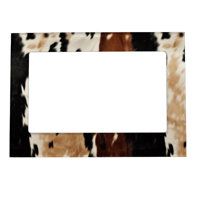 Western Brown Cream Cowhide Animal  Magnetic Frame (Front)