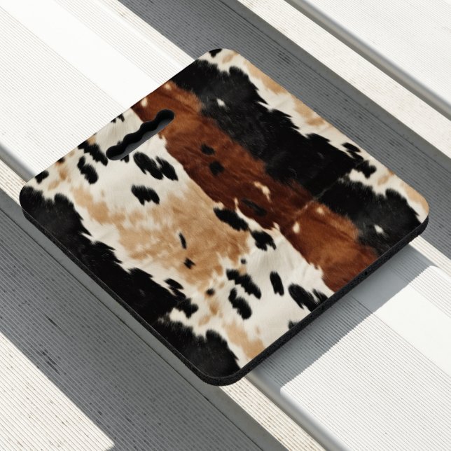 Western Brown Cream Cowhide Animal  Seat Cushion (In Situ)