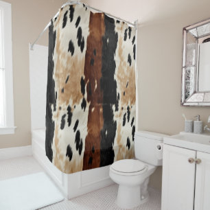 Western Brown Cream Cowhide Animal Shower Curtain