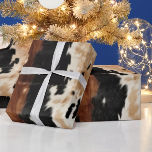 Western Brown Cream Cowhide Animal Wrapping Paper