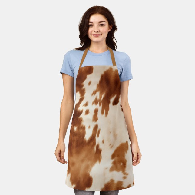 Western Brown Cream Cowhide Apron (Worn)