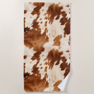 Western Brown Cream Cowhide Beach Towel