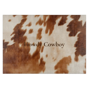 Western Brown Cream Cowhide Cutting Board
