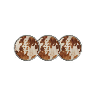 Western Brown Cream Cowhide Golf Ball Marker