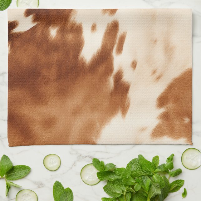 Western Brown Cream Cowhide Kitchen Towel (Folded)