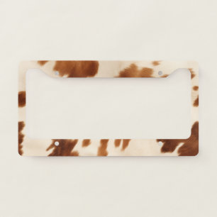 Western Brown Cream Cowhide License Plate Frame
