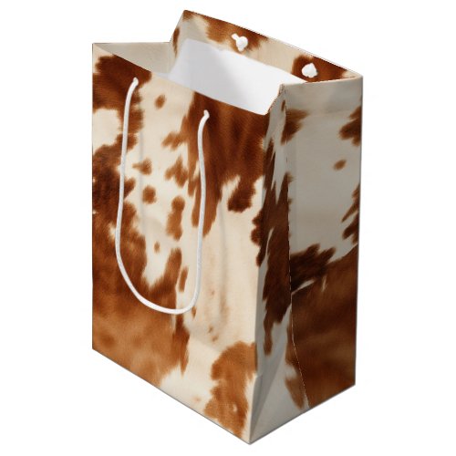 Western Brown Cream Cowhide Medium Gift Bag