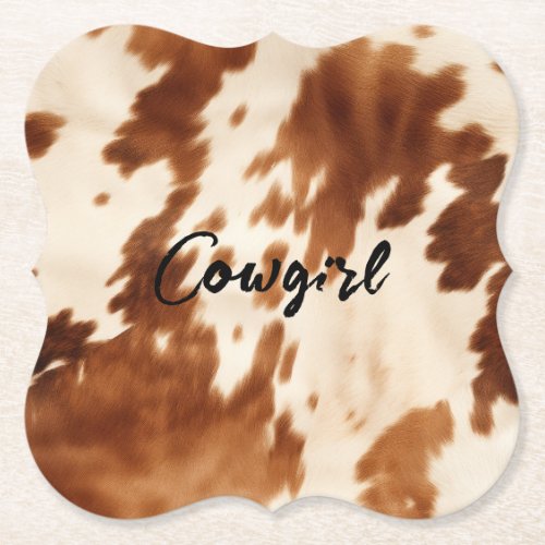 Western Brown Cream Cowhide Paper Coaster