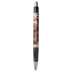 Western Brown Cream Cowhide Pen