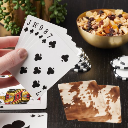 Western Brown Cream Cowhide Poker Cards