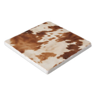 Western Brown Cream Cowhide Trivet