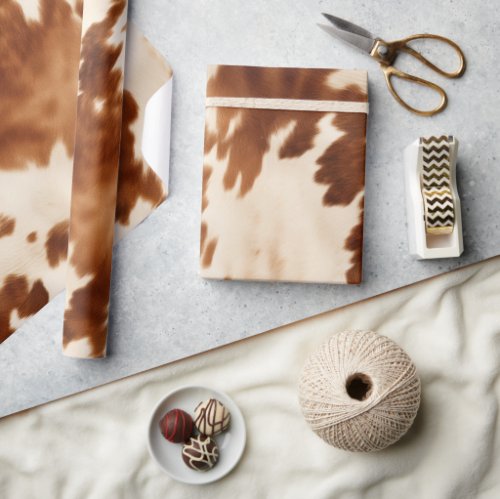 Western Brown Cream Cowhide Wrapping Paper