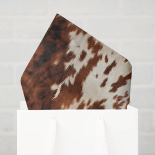 Western Brown Cream Faux Cowhide Birthday Tissue Paper