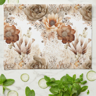 Western Brown Cream Southwest Floral Kitchen Towel