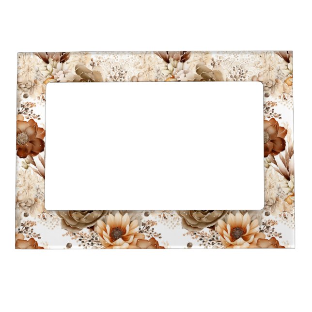 Western Brown Cream Southwest Floral Magnetic Frame (Front)