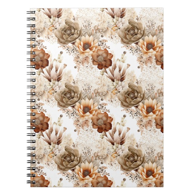Western Brown Cream Southwest Floral Notebook (Front)