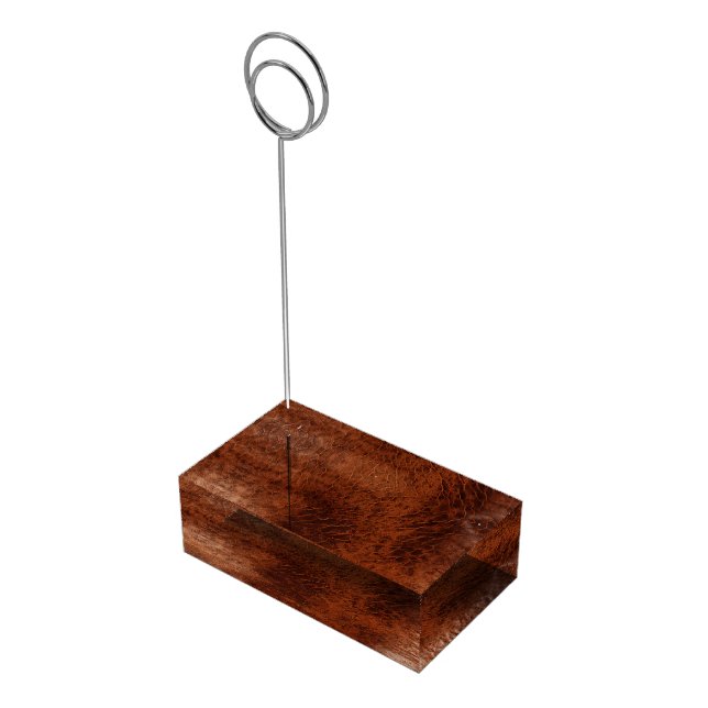 Western Brown Faux Leather Wedding Place Card Holder (Corner)