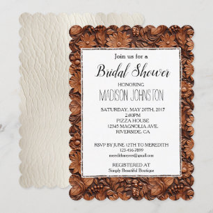 Western Brown Floral Cream Cowgirl  Invitation