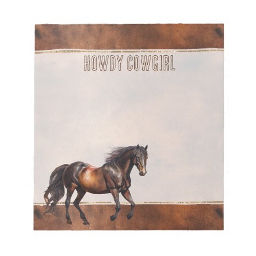Western Brown Horse Cowboy Cowgirl Notepad