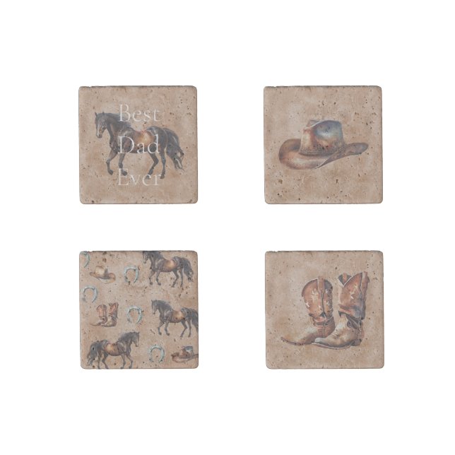 Western Brown Horse  Stone Magnet (Front)