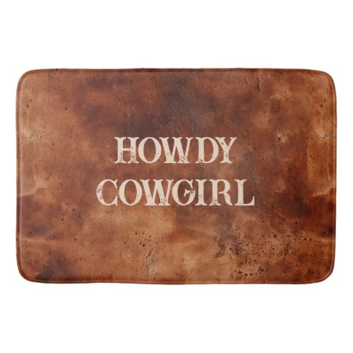 Western Brown Howdy Cowboy Brown  Bath Mat