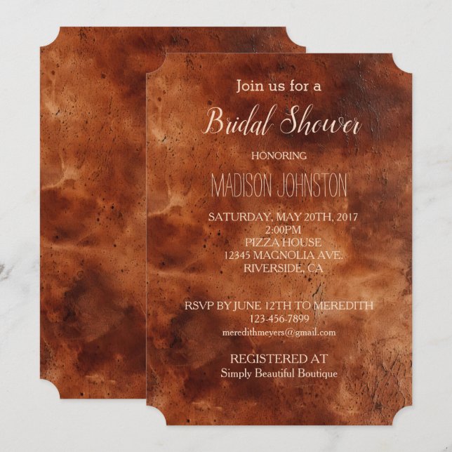 Western Brown Howdy Cowboy Brown  Invitation (Front/Back)