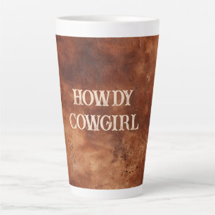 Western Brown Howdy Cowboy Brown Latte Mug