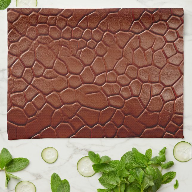 Western Brown Leather Look Animal Kitchen Towel (Folded)
