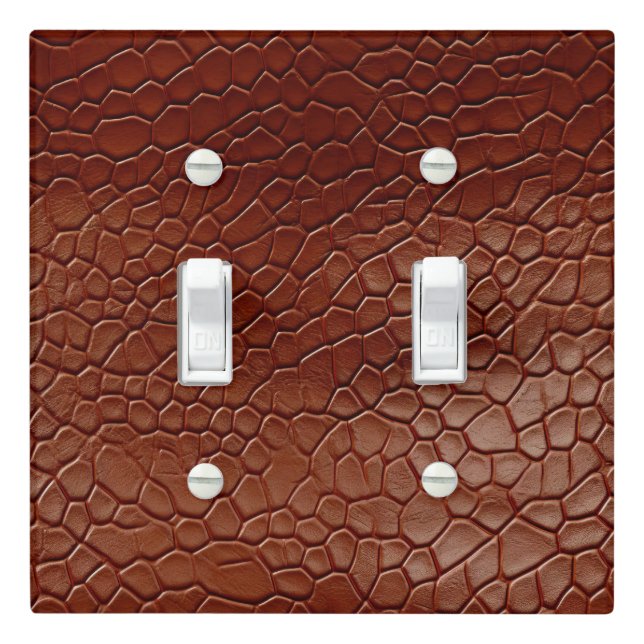 Western Brown Leather Look Animal Light Switch Cover (In Situ)