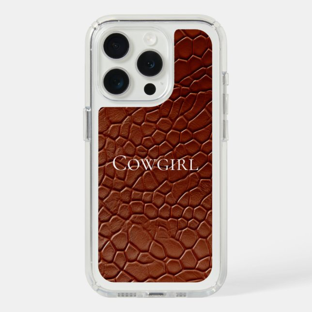 Western Brown Leather Look Animal Speck iPhone Case (Front (White Titanium))