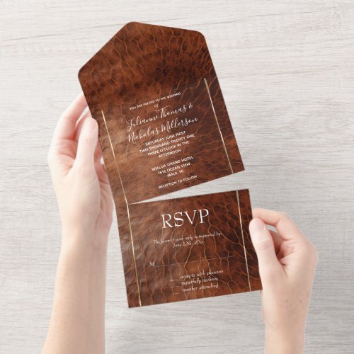 Western Brown Leather Look Cowgirl  All In One Invitation