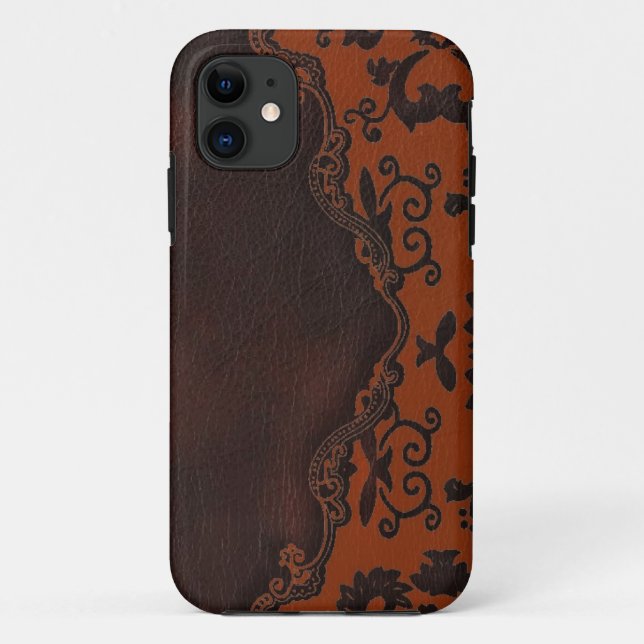 western Brown leather orange Damask iphone5 case (Back)