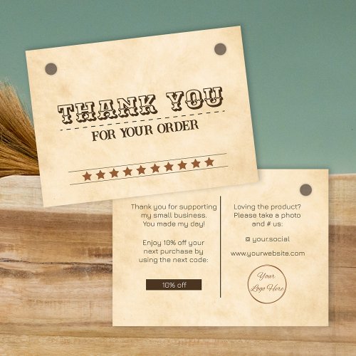Western brown logo business thank you note card