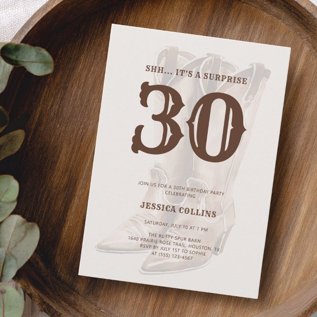 Western Brown Rustic Country 30th Birthday Party Invitation (Western Brown Rustic Country 30th Birthday Party Invitation)